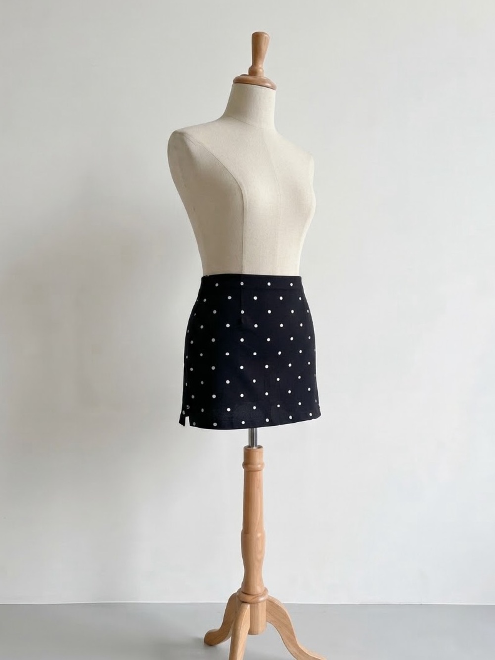 URBAN OUTFITTERS- Black Mini Skirt with White Polka Dots